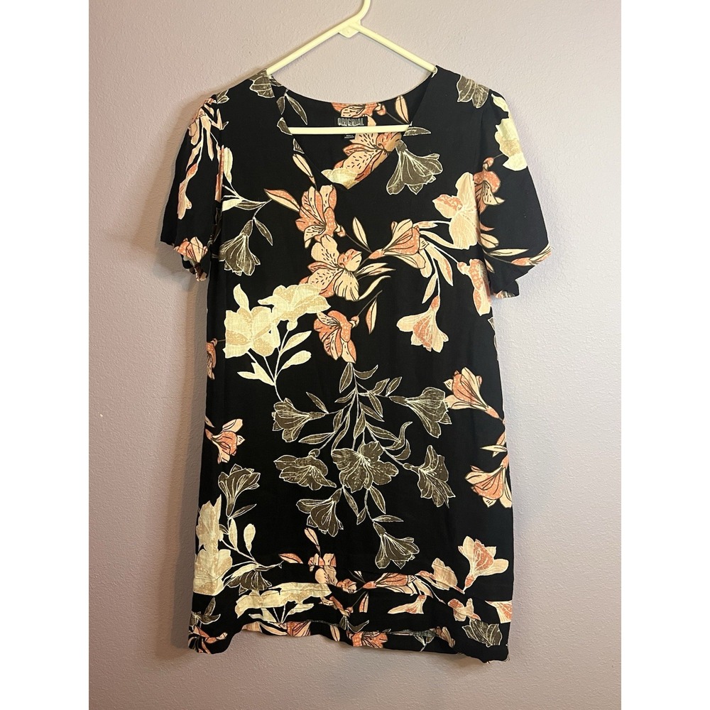 Nicole Miller White Pink Mini Floral Linen Blend Dress Size Medium